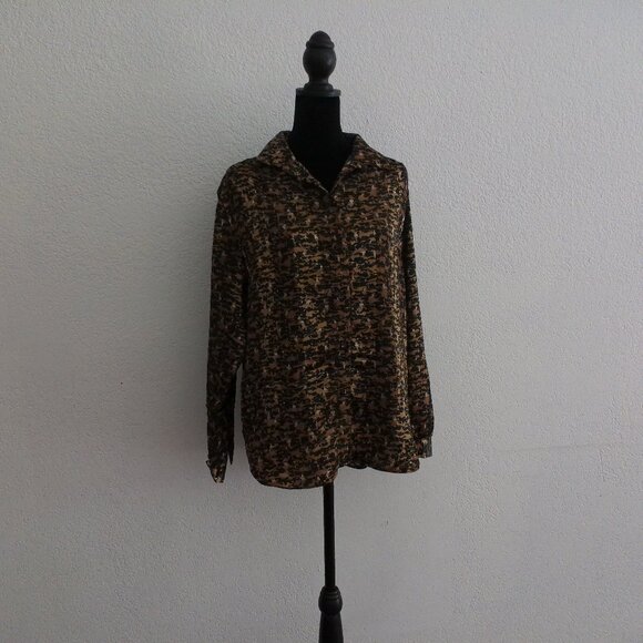 Dark Golden color with animal print blouse, shiny - Picture 5 of 9